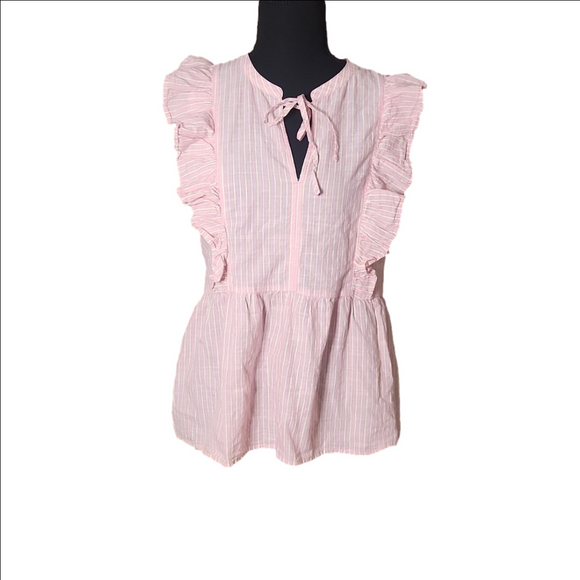 LOFT Tops - Loft 100% cotton ruffle top, size Medium